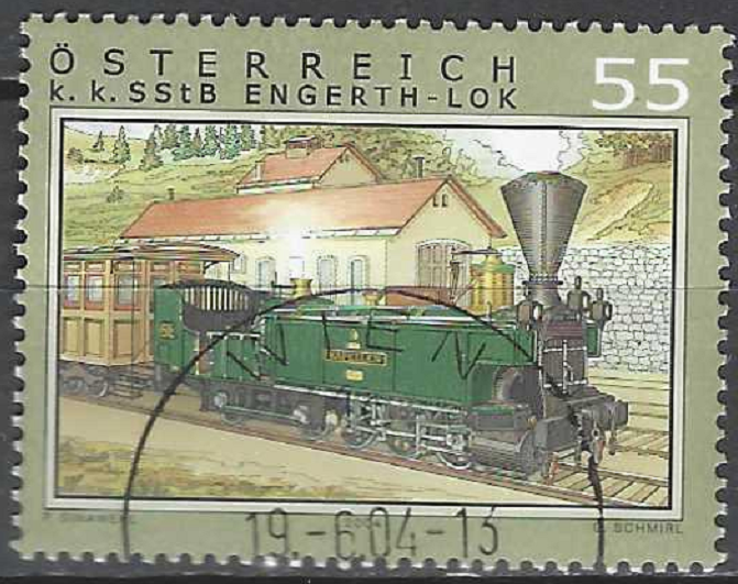 pašto ženklas, Austrija. Traukiniai: Engert lokomotyvas "Kapellen"