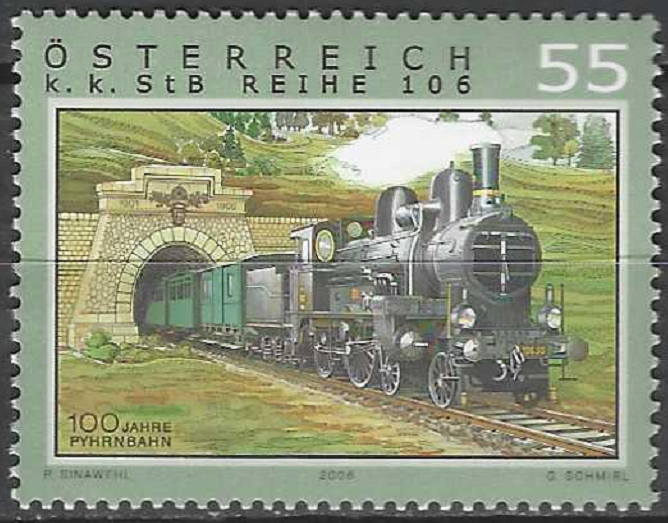 pašto ženklas, Austrija. Lokomotyvas Baureihe 106