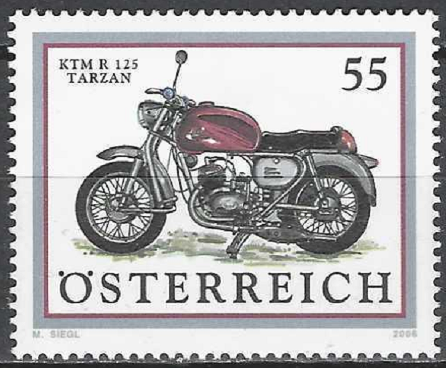 pašto ženklas, Austrija. Motociklas KTM R125 Tarzan