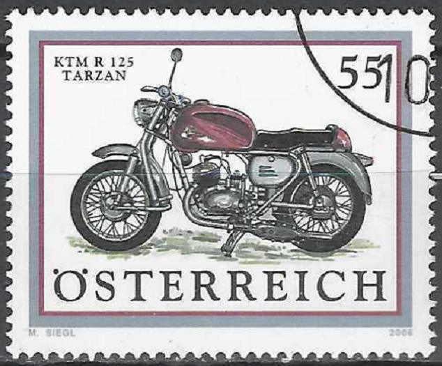 pašto ženklas, Austrija. Motociklas KTM R125 Tarzan