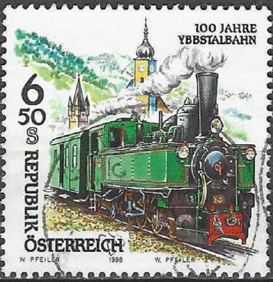 pašto ženklas, Austrija. 100 metų Ybbs - Waidhofen traukiniui