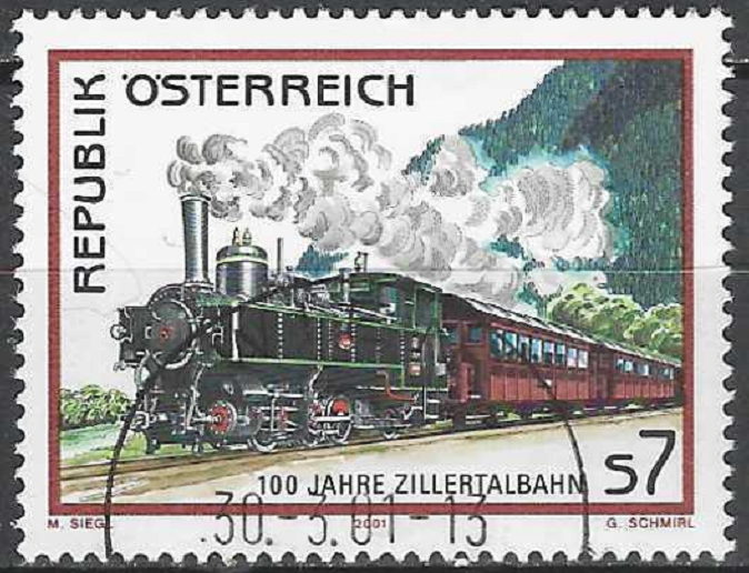 pašto ženklas, Austrija. 100 m. Cilertalio geležinkeliui
