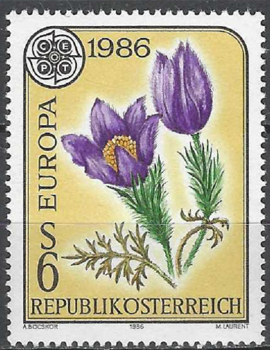 pašto ženklas, Austrija. Europa CEPT serija. Gamtos apsauga: pulsatilla grandis