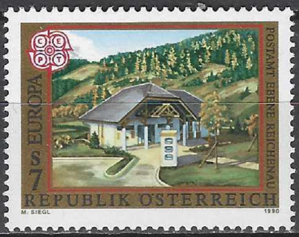 pašto ženklas, Austrija. Europa CEPT serija. Pašto įstaigos: Ebene Reichenau pašto skyrius