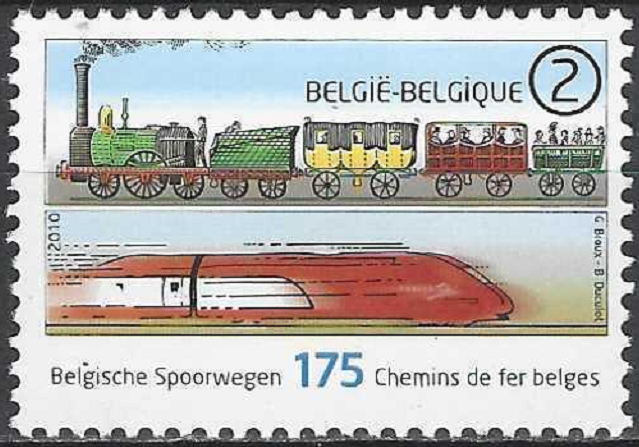 Pašto ženklai, Belgija. Belgijos geležinkelių 175-osios metinės