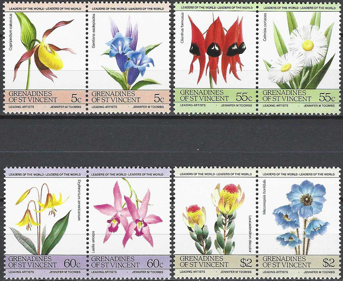 Pašto ženklai, Sent Vincento Grenadinai, Gėlės