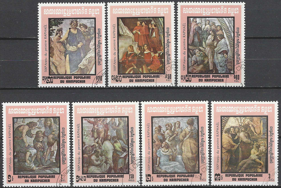 Pašto ženklai, Kambodža. Rafaelio 500-osios gimimo metinės