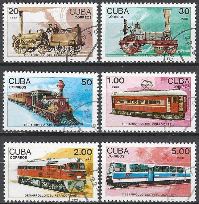 Pašto ženklai, Kuba. Geležinkelių evoliucija
