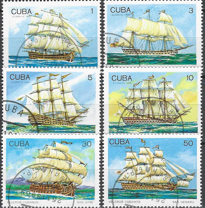 Pašto ženklai. Kubos burlaiviai