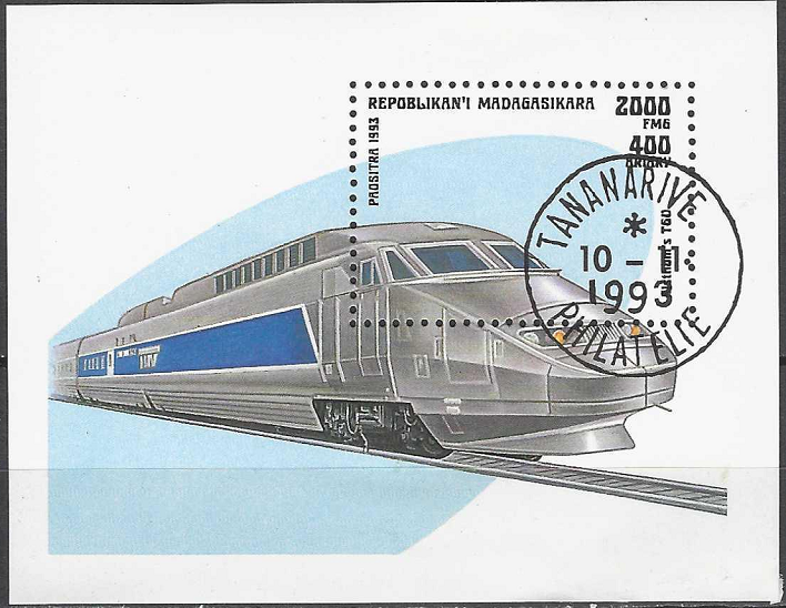 pašto blokas, Madagaskaras. Lokomotyvai