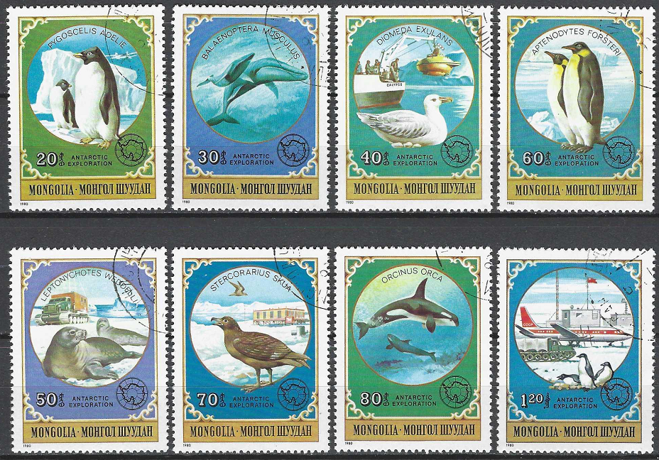 pašto ženklai, Mongolija. Antarkties tyrinėjimas ir jos gyvūnai