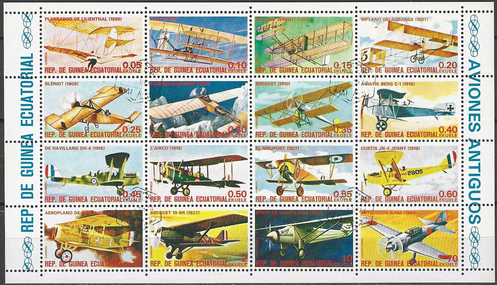 Pašto ženklai, Pusiaujo Gvinėja. Senoviniai lėktuvai