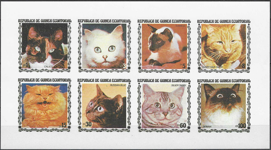 Pašto ženklai, Pusiaujo Gvinėja. Katės