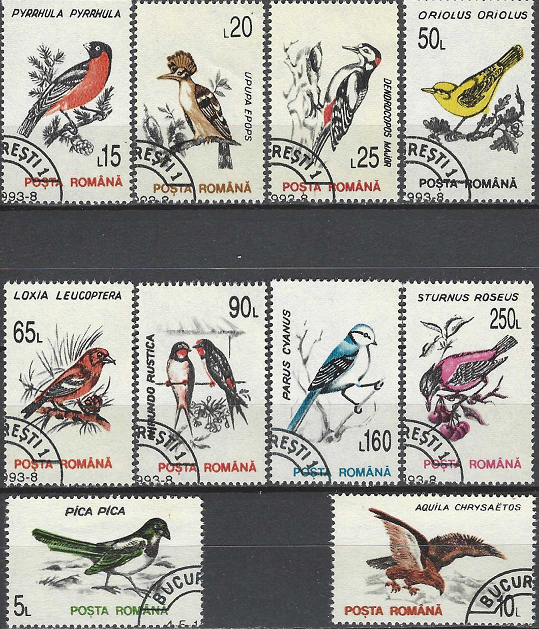 Pašto ženklai, Rumunija, Paukščiai