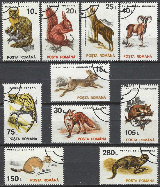 Pašto ženklai, Rumunija, Žinduoliai