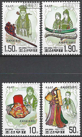 Pašto ženklai, Šiaurės Korėja. Tradicinių kostiumų papuošalai