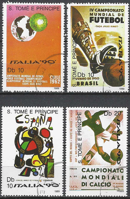 pašto ženklai, San Tomė ir Prinsipė. 1990 m. pasaulio futbolo čempionatas Italijoje