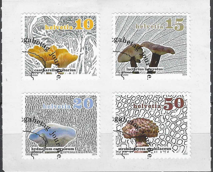 Šveicarija, Standartiniai pašto ženklai: grybai