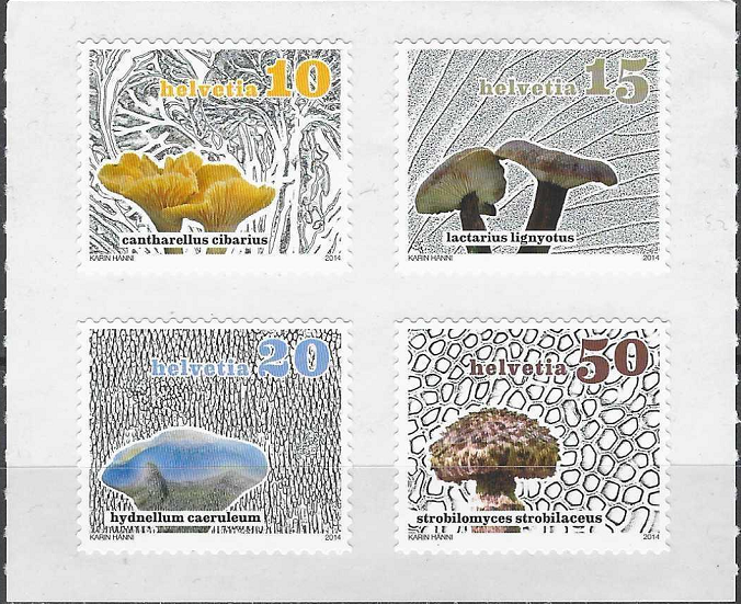 Šveicarija, Standartiniai pašto ženklai: grybai
