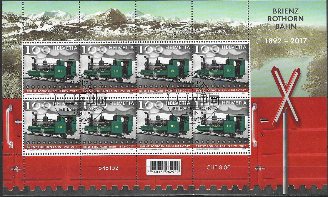 Pašto ženklai, Šveicarija. Brienz Rothorn geležinkelio 125-osios metinės