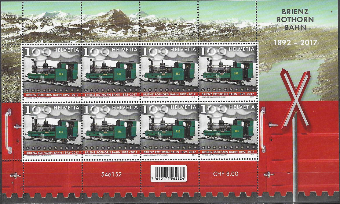 Pašto ženklai, Šveicarija. Brienz Rothorn geležinkelio 125-osios metinės