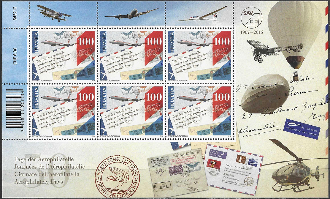 Pašto ženklai, Šveicarija. Aerofilatelijos diena