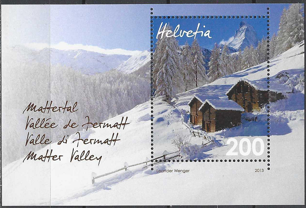 Pašto blokas, Šveicarija. Mattertal slėnis žiemą