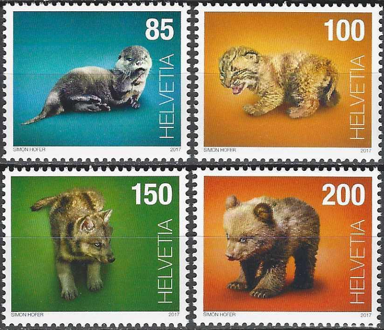 Pašto ženklai, Šveicarija. Gyvūnų jaunikliai