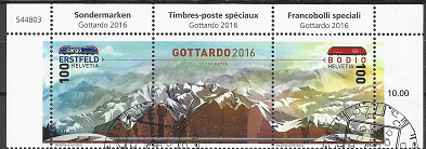 Pašto ženklai, Šveicarija. Gotardo geležinkelio tunelio atidarymas