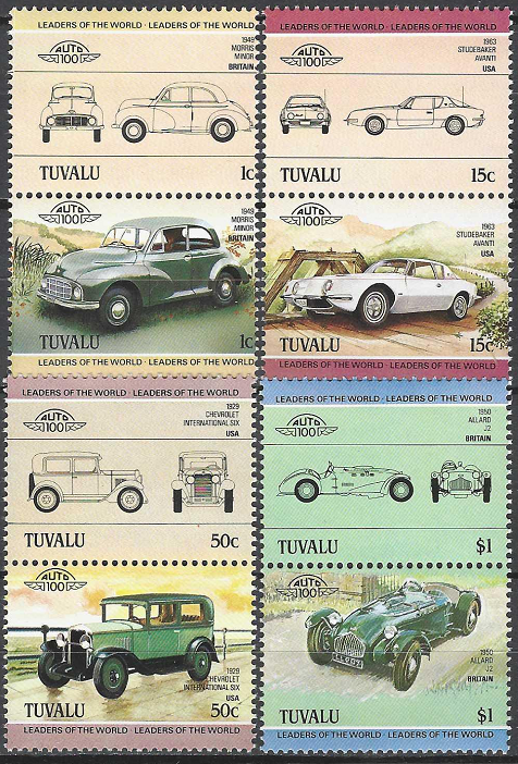 pašto ženklai, Tuvalu. Automobiliai