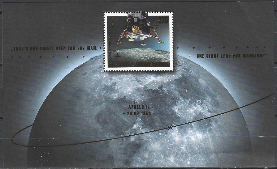 pašto blokas, Vokietija. 50 metų Apollo 11 misijai Mėnulyje