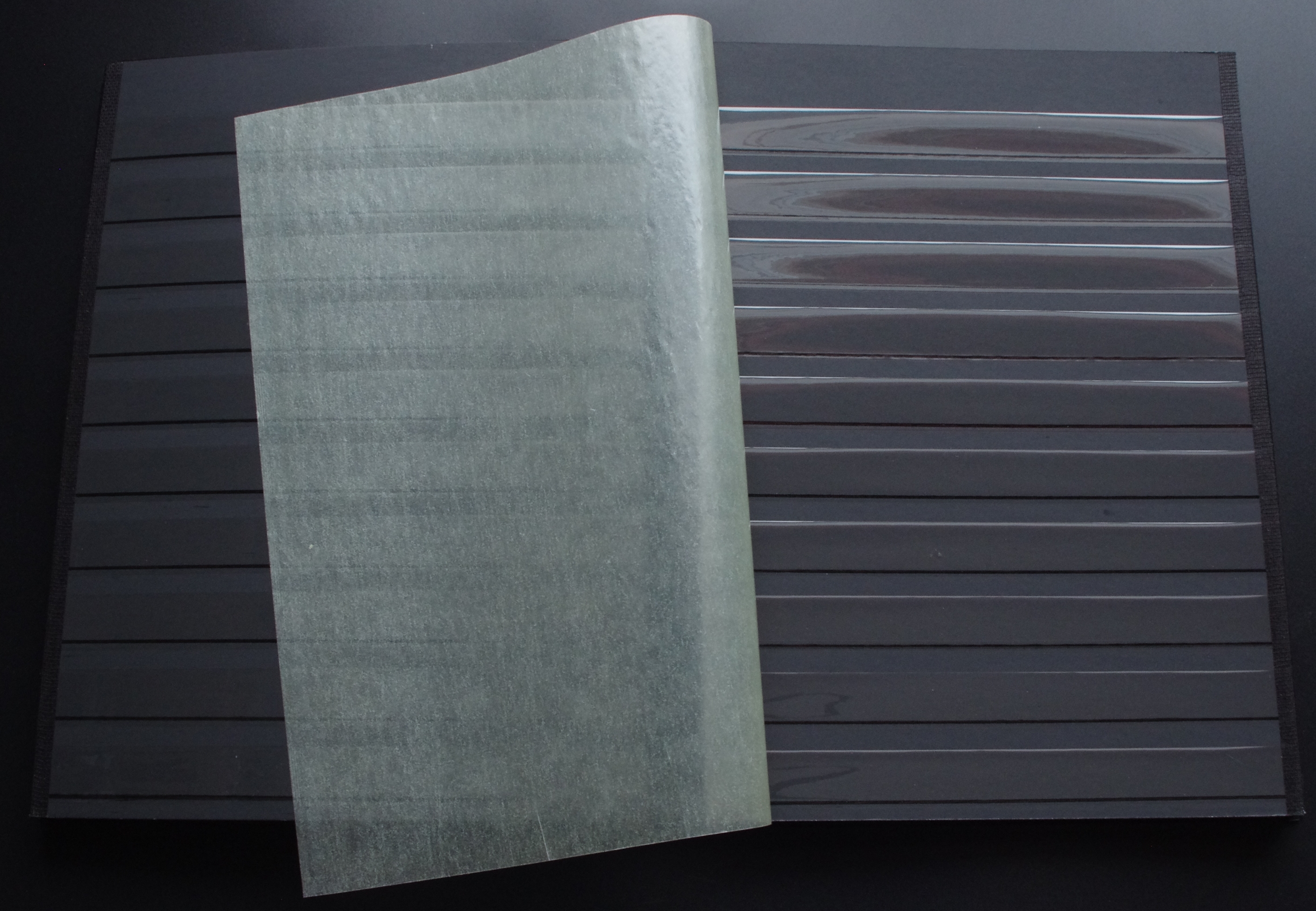 Naudotas, oranžinės spalvos albumas pašto ženklams