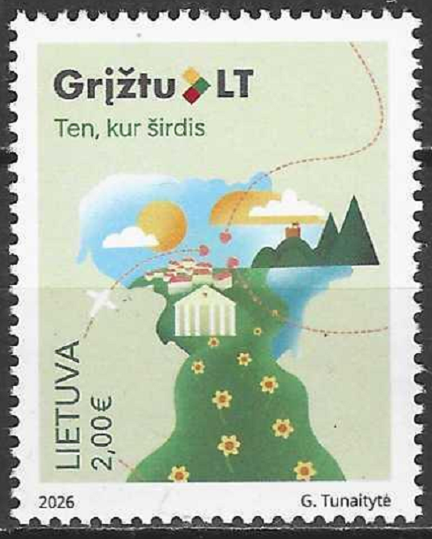 pašto ženklas, Lietuva. Grįžtu LT – ten, kur širdis