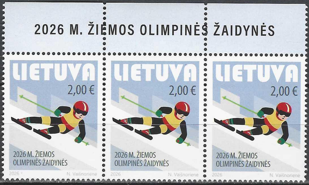 pašto ženklai, Lietuva. 2026 m. žiemos olimpinės žaidynės Milane - Kortinoje, Italijoje