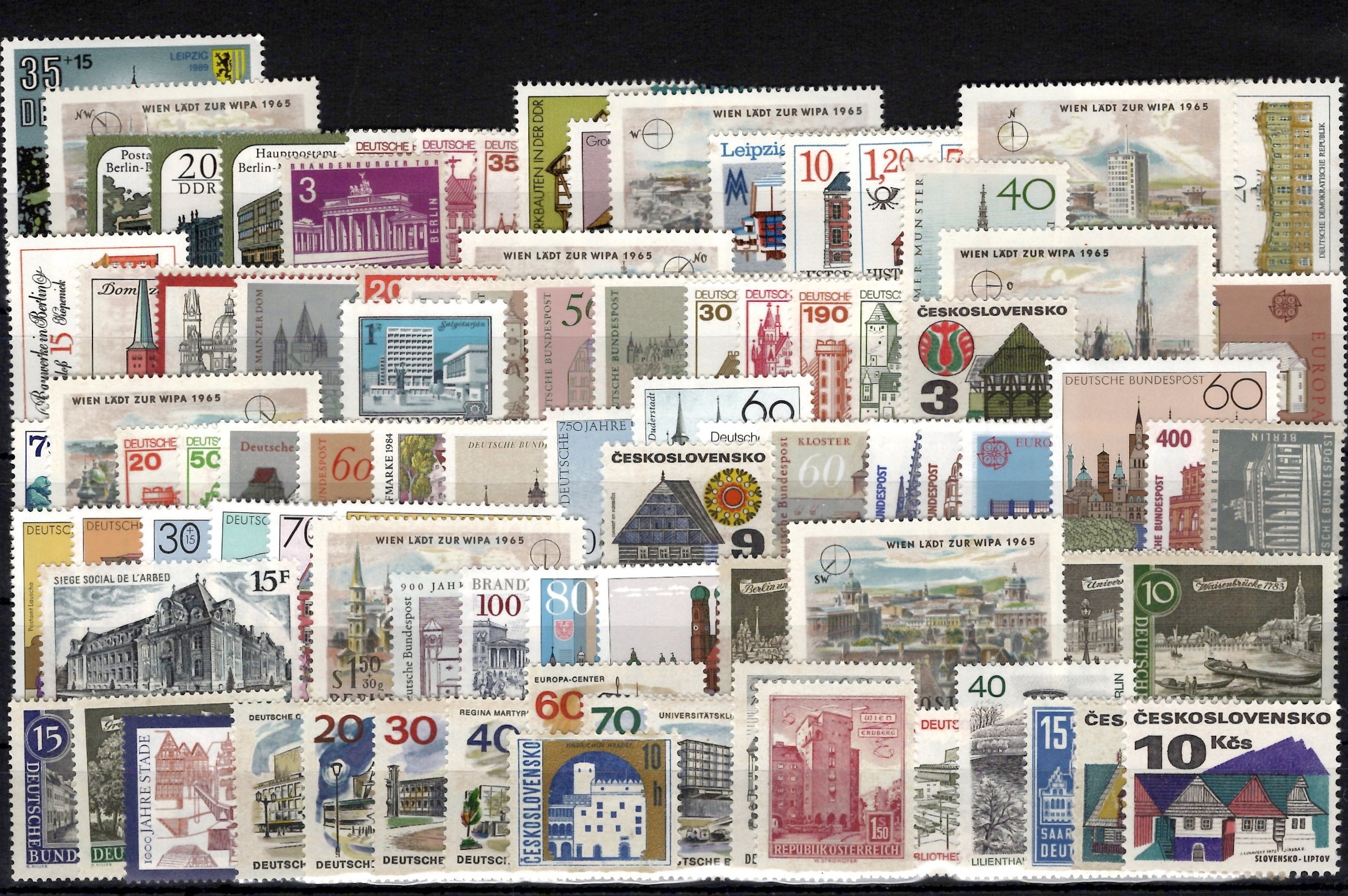 Pašto ženklai architektūros tematika (visas pasaulis): Žinomi pastatai, pilys, architektūros paveldas