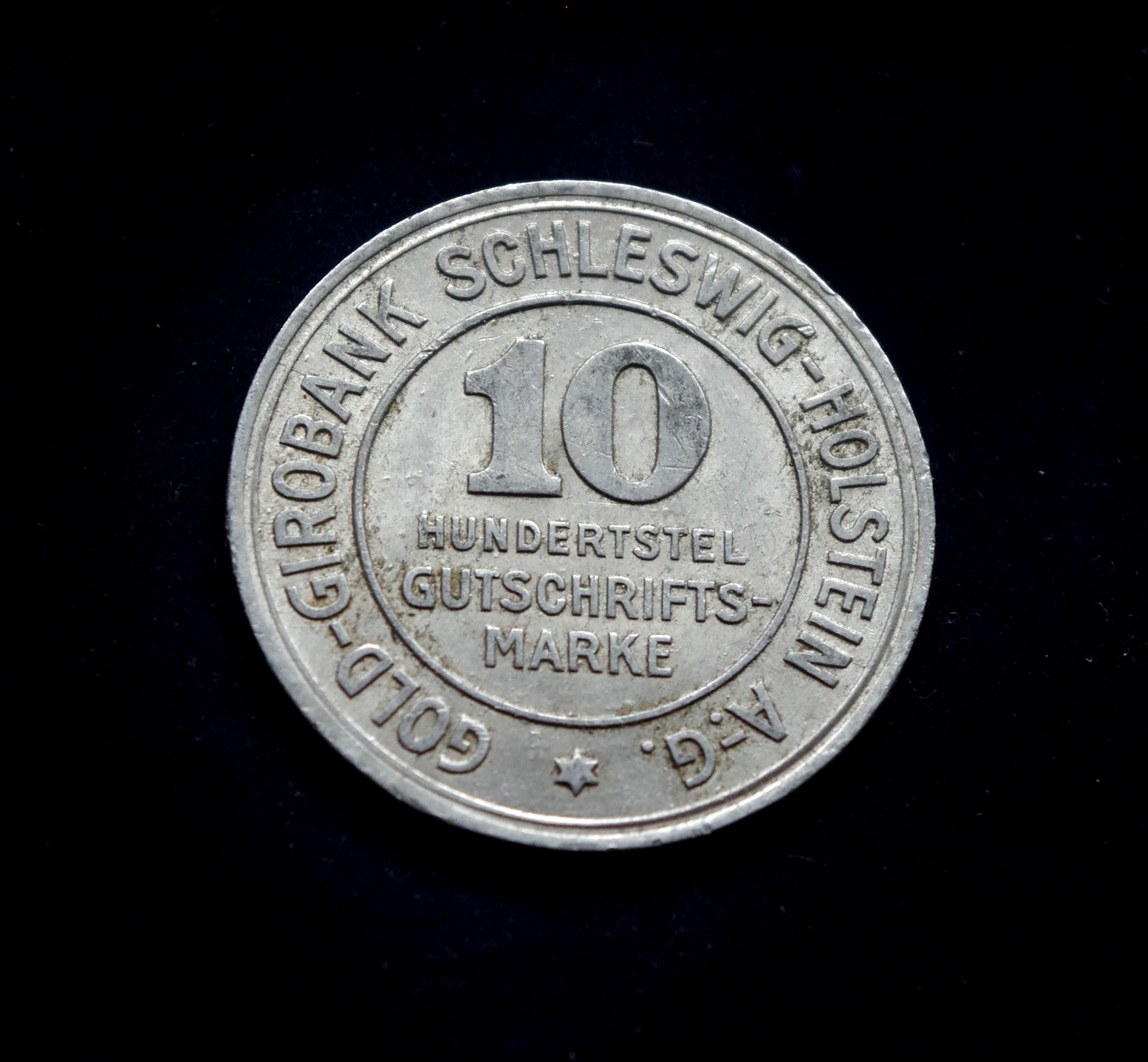 Vokietijos Šlėzvigo - Holšteino provincijos 10/100 markės notgeldo monetaVokietijos Šlėzvigo - Holšteino provincijos 10/100 markės notgeldo moneta