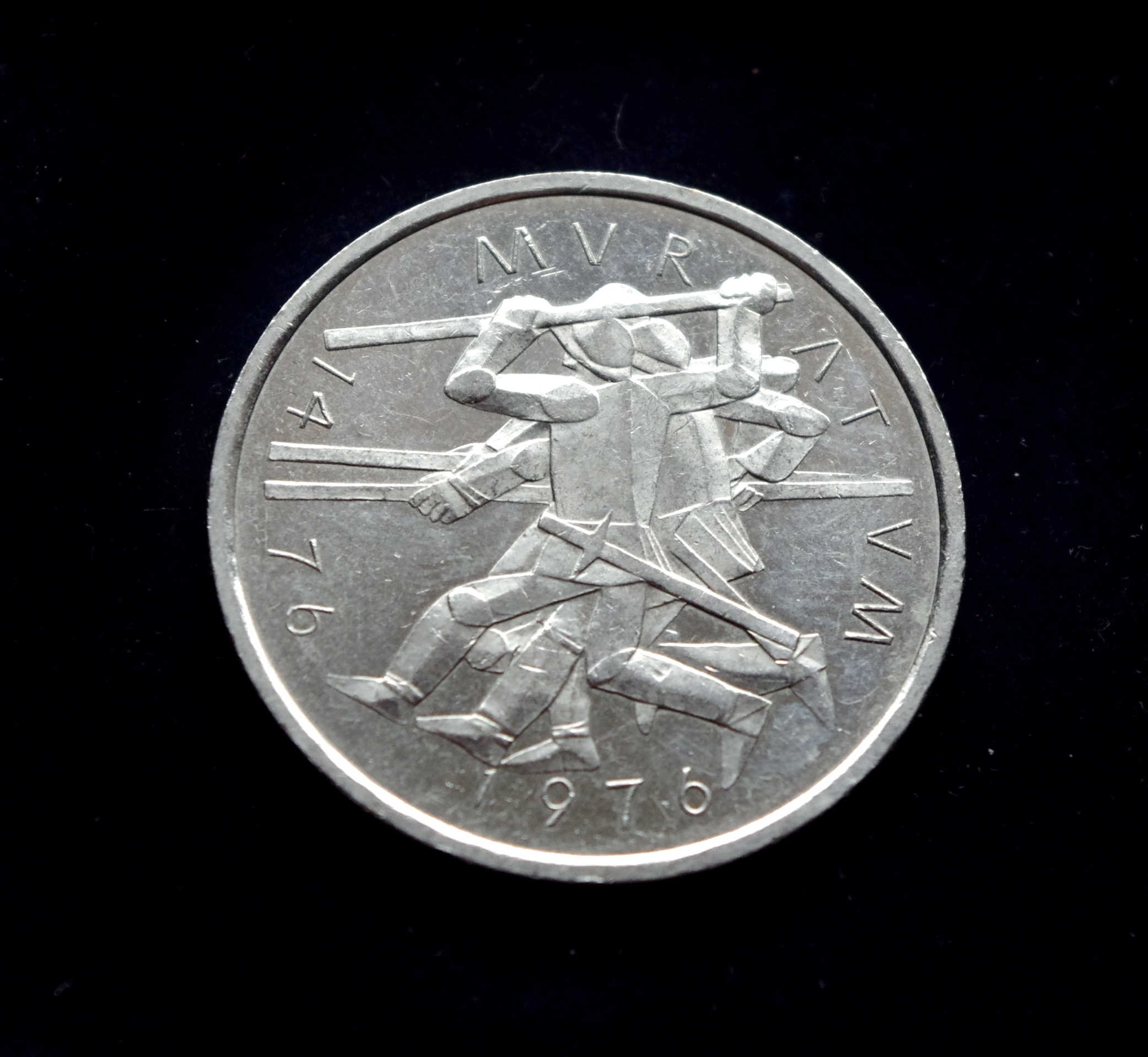 Šveicarijos 5 frankų proginė moneta. 500-osios Morato mūšio metinės