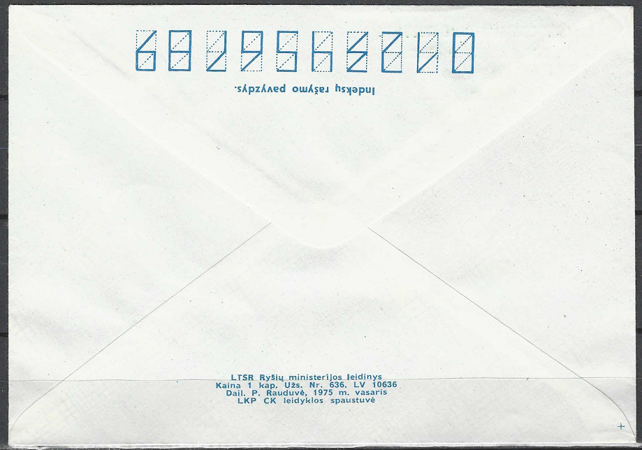 LTSR ryšių ministerijos vokas "30 m. didžiajai pergalei"