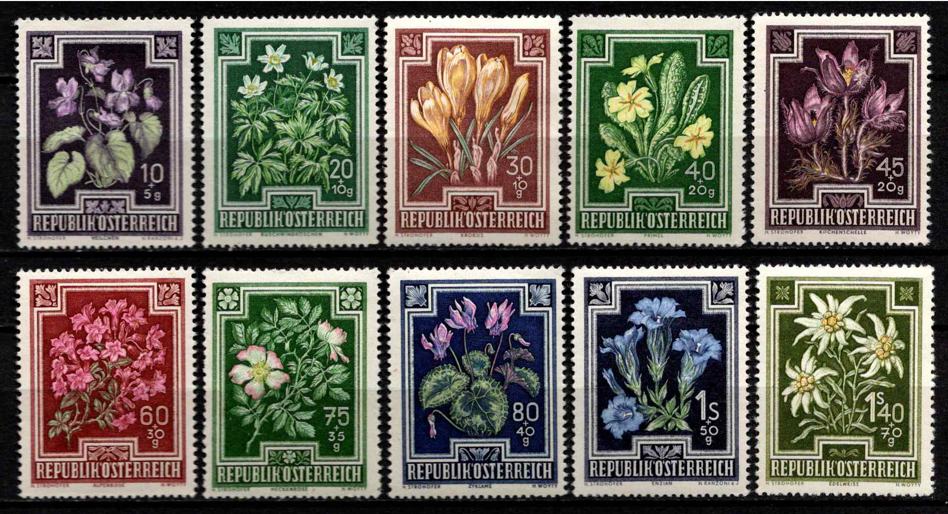 Austrija, pilna serija, MiNr 868-877 MNH**