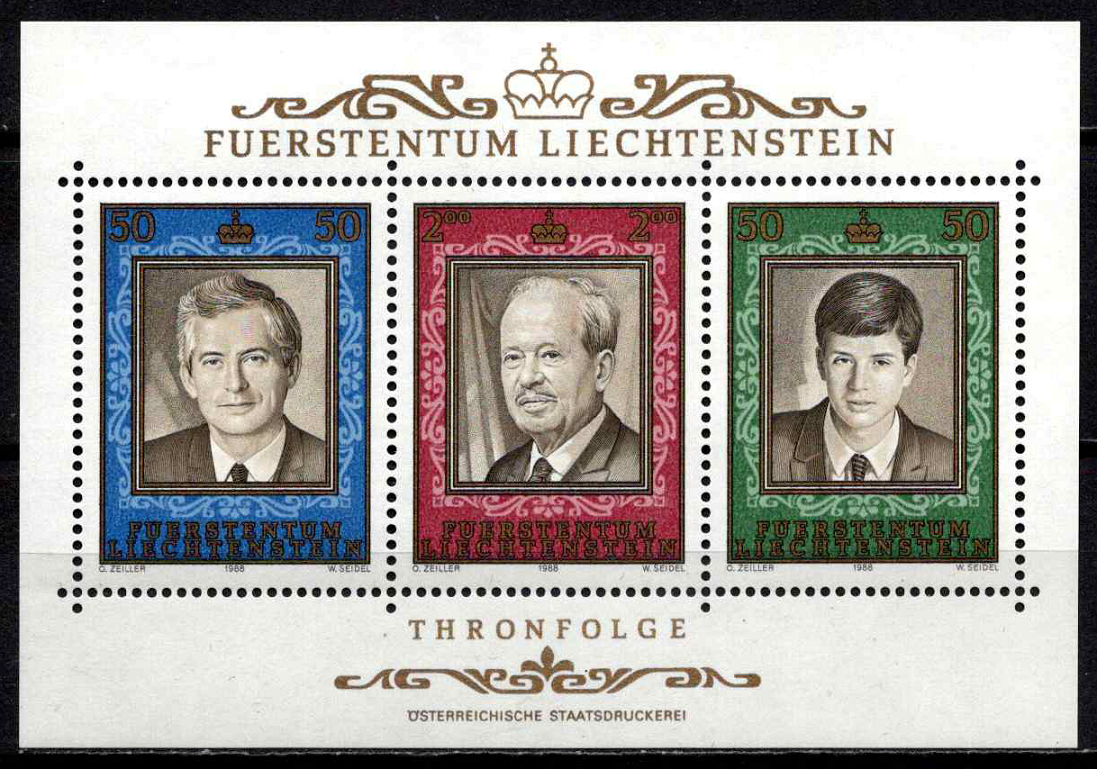 Lichtenšteinas, Blokas Nr 13, MiNr 942-944 MNH**