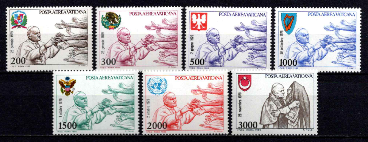 Vatikanas, pilna oro pašto serija, MiNr 764-770 MNH**
