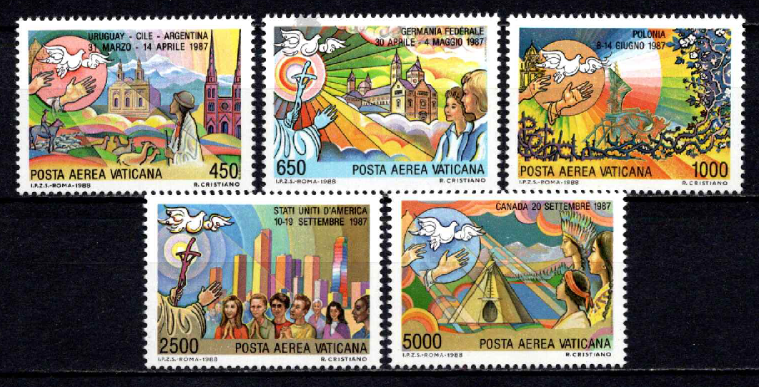 Vatikanas, pilna oro pašto serija, MiNr 952-956 MNH**