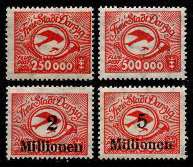 Laisvasis miestas Danzigas, pilna Oro pašto serija, MiNr 177-180 MH*