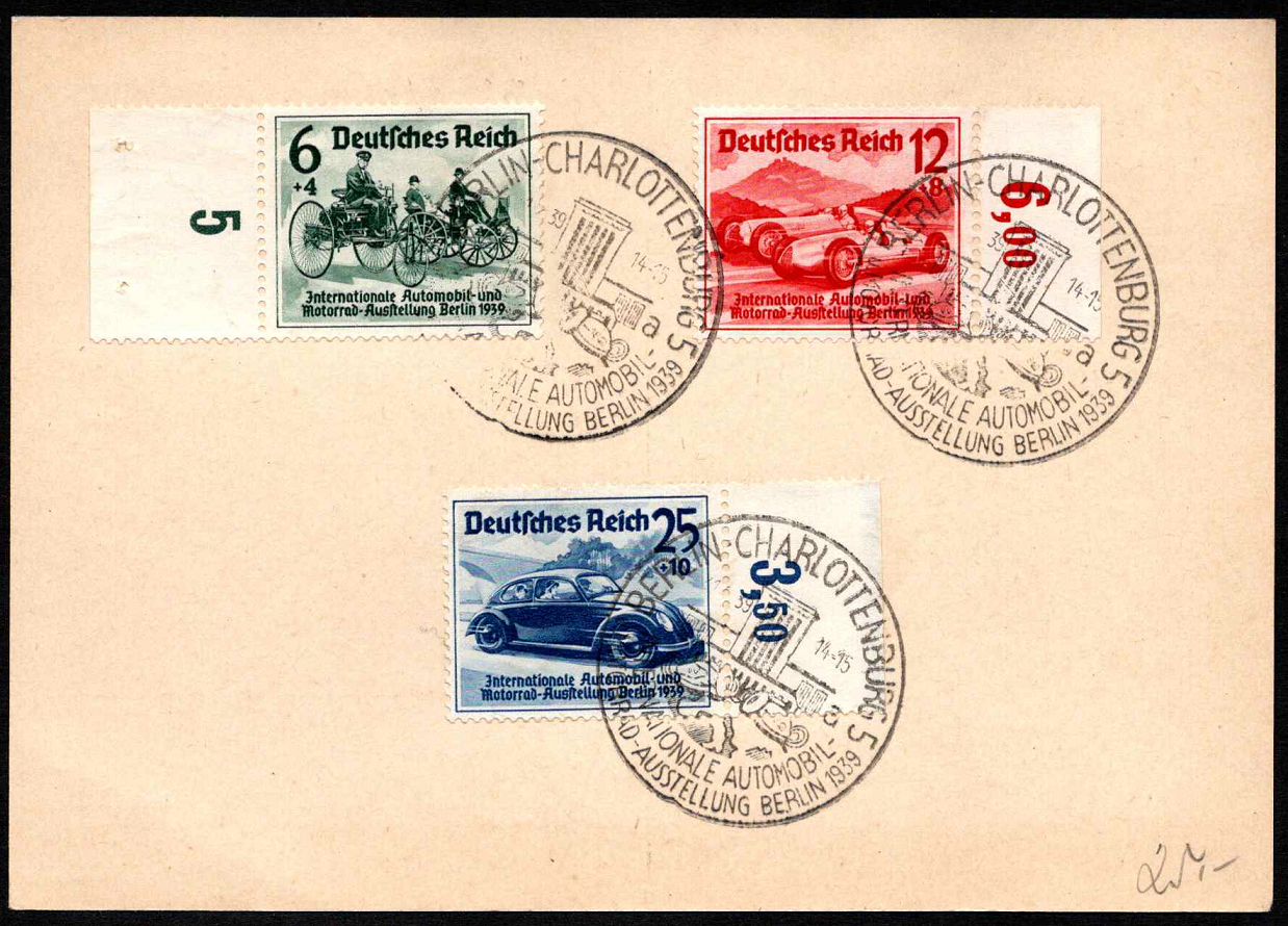 Vokietijos Reichas, pilna serija ant pašto kortelės, MiNr 686-688 Used (O)