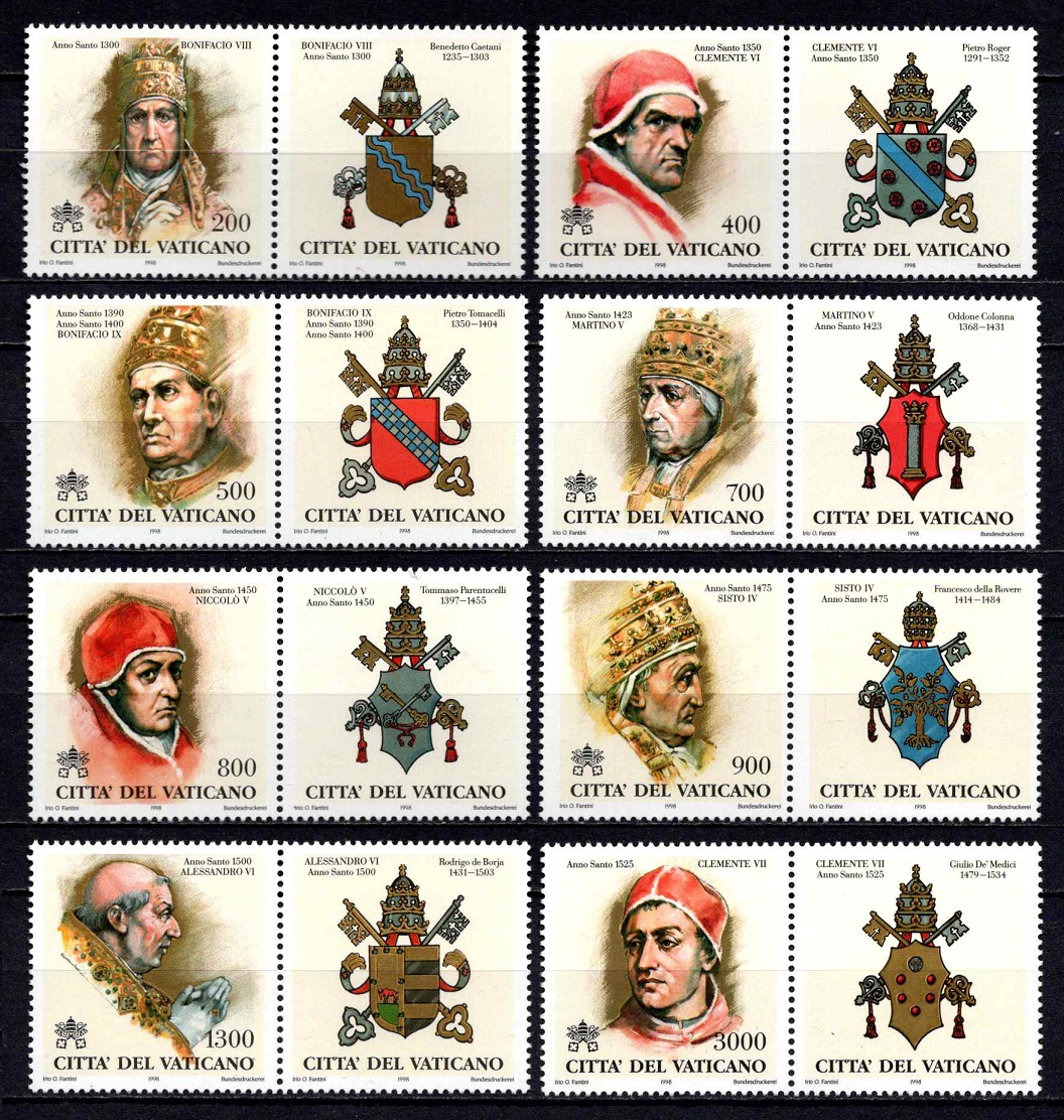 Vatikanas, pilna serija, MiNr 1234-1241 (Zf) MNH**