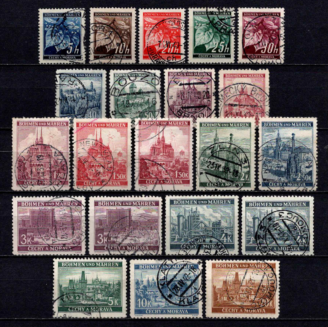 Vokietijos Reichas, Čekijos okupacija, pilna serija, MiNr 20-37 Used (O)