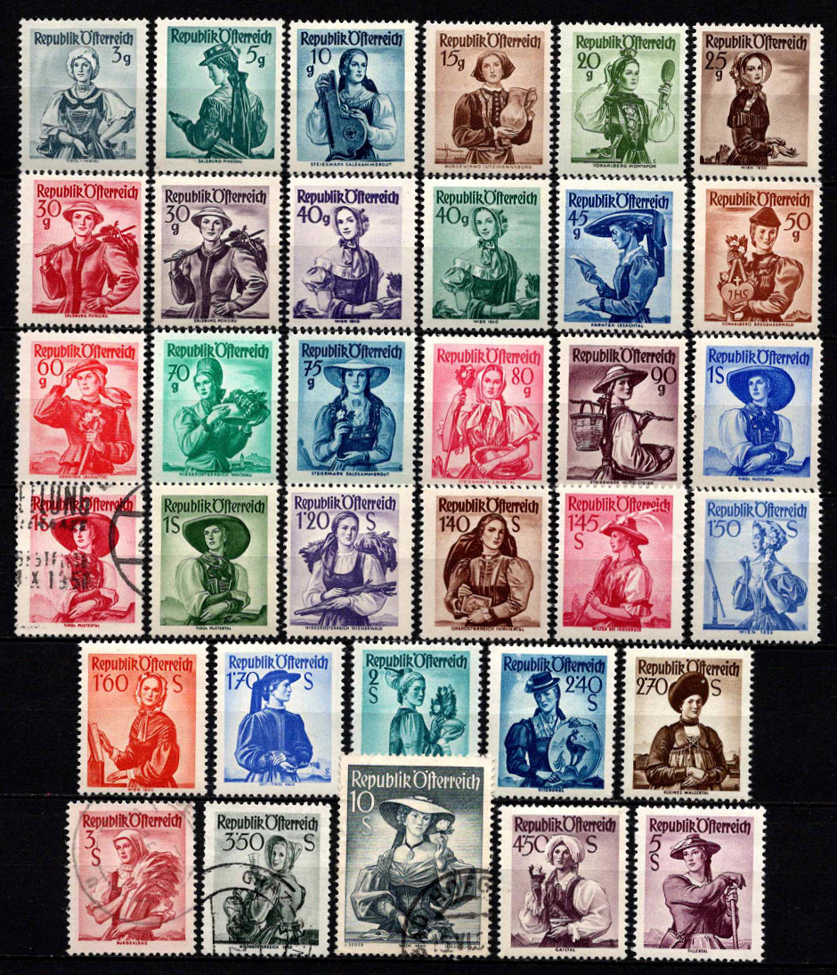 Austrija, pilna serija, MiNr 893-926 MNH**/MLH*/Used (O)