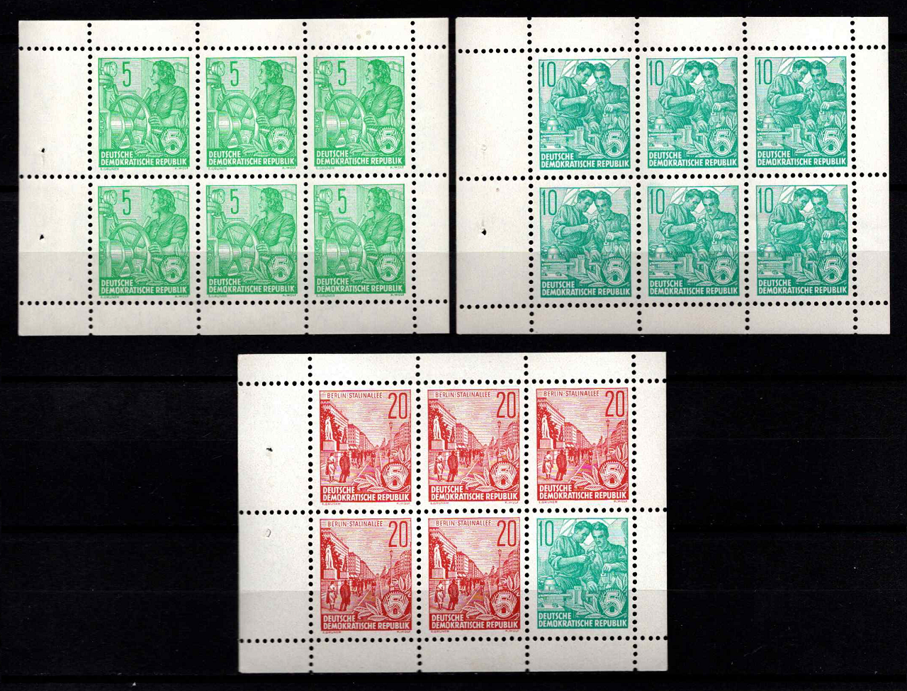 Vokietijos Demokratinė Respublika (VDR), H-Bl. 7A-9A, MiNr 577, 580, 704 MNH**