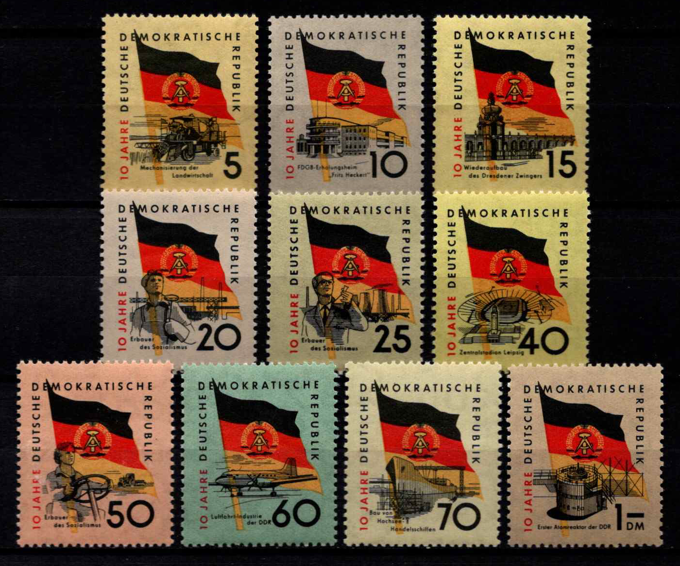 Vokietijos Demokratinė Respublika (VDR), pilna serija, MiNr 722-731 MNH**