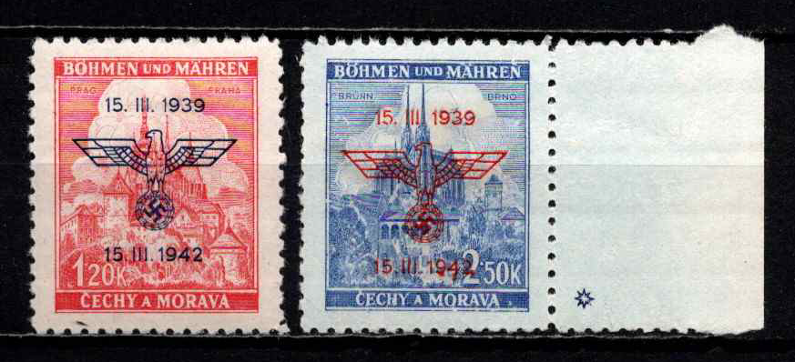 Vokietijos Reichas, Čekijos okupacija, pilna serija, MiNr 83-84 MLH*
